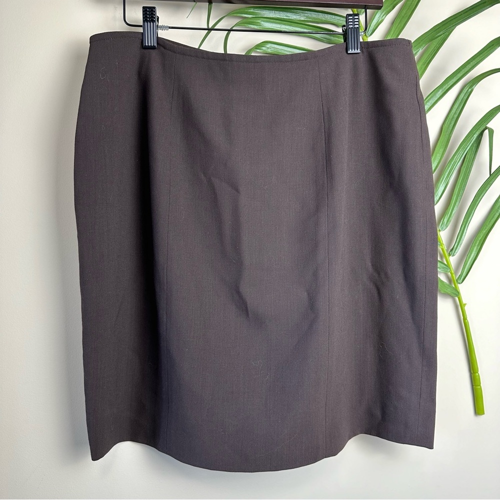 Vintage Holt Renfrew 100% Pure Virgin Wool Brown Lined Skirt